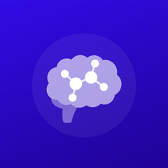 brain chemistry icon, transparent design