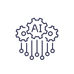 AI agent icon, artificial intelligence technology line design
