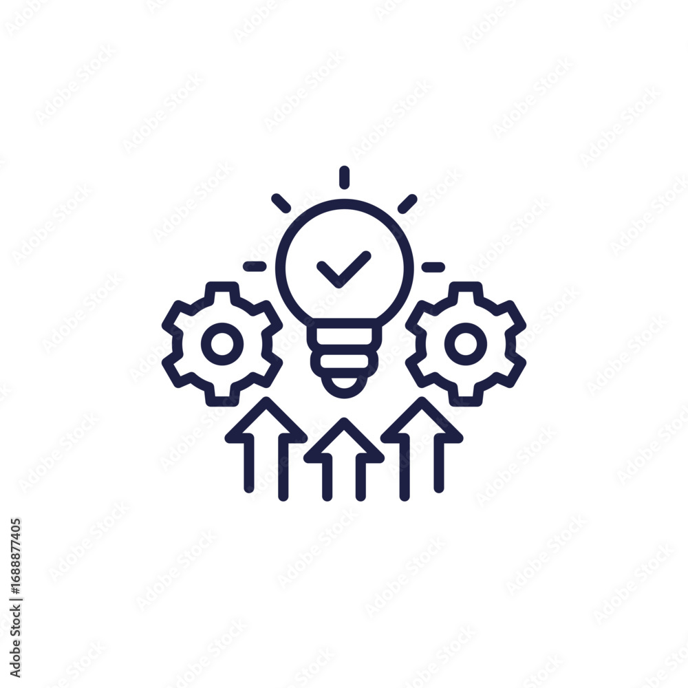 Poster execute idea icon, implementation or execution line design