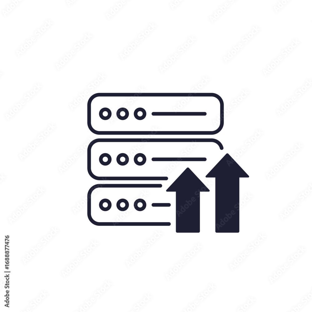 Poster hpc server icon on white, high-performance computing