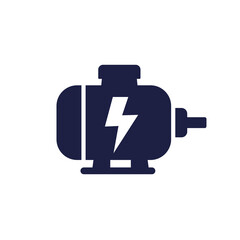 electric motor icon, engine pictogram on white
