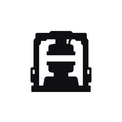 Injection molding machine icon, industrial press pictogram on white