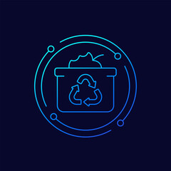 Recycling food waste icon, linear design