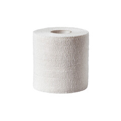 Roll of White Adhesive Bandage on White Background