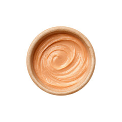 Creamy Orange Dip in Wooden Bowl, Top View