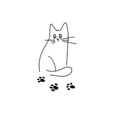 Cat illustration isolated , kitten animals pets cartoon style silhouette 