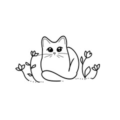 Cat illustration isolated , kitten animals pets cartoon style silhouette 