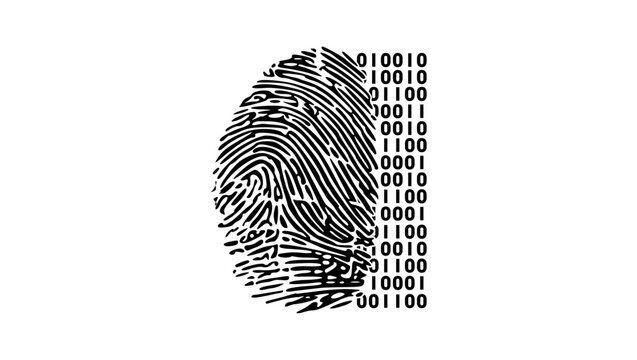 digital identity symbol, black isolated silhouette