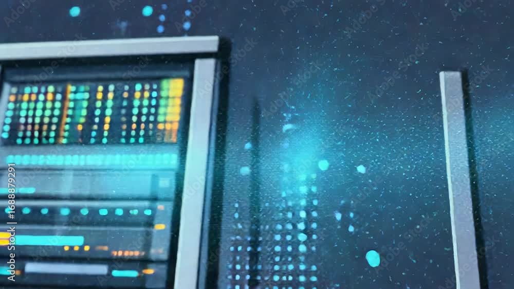 Aufkleber server racks processing data in modern data center