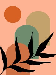 Abstract Sun and Leaves Design © Minidraw 