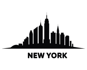 Obraz premium Iconic new york city skyline silhouette featuring famous skyscrapers in black and white
