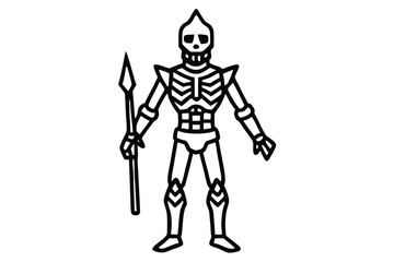Cartoon Skeleton Soldier with Spear Icon 