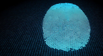 Holographic fingerprint authentication system for digital identity verification and futuristic data protection concept