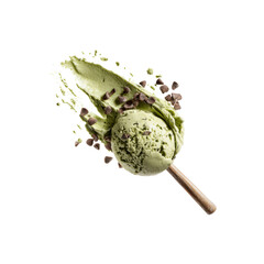 Delicious Mint Chocolate Chip Ice Cream Popsicle on a Stick with Swirl