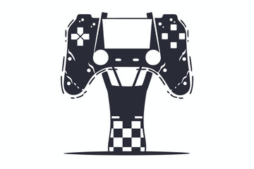 Gamepad Joystick Chessboard Silhouette Design with White Background