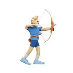 archer with bow character 3d illustration