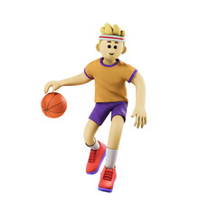 boy playing basketball character 3d illustration