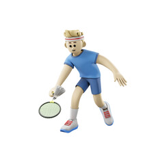 badminton game character 3d illustration