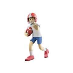 american football player character 3d illustration
