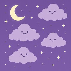 seamless pattern with clouds and stars