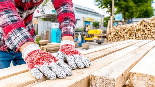 Professional carpenter assembling wooden chair with tools outdoor workshop skillful craftsmanship urban environment
