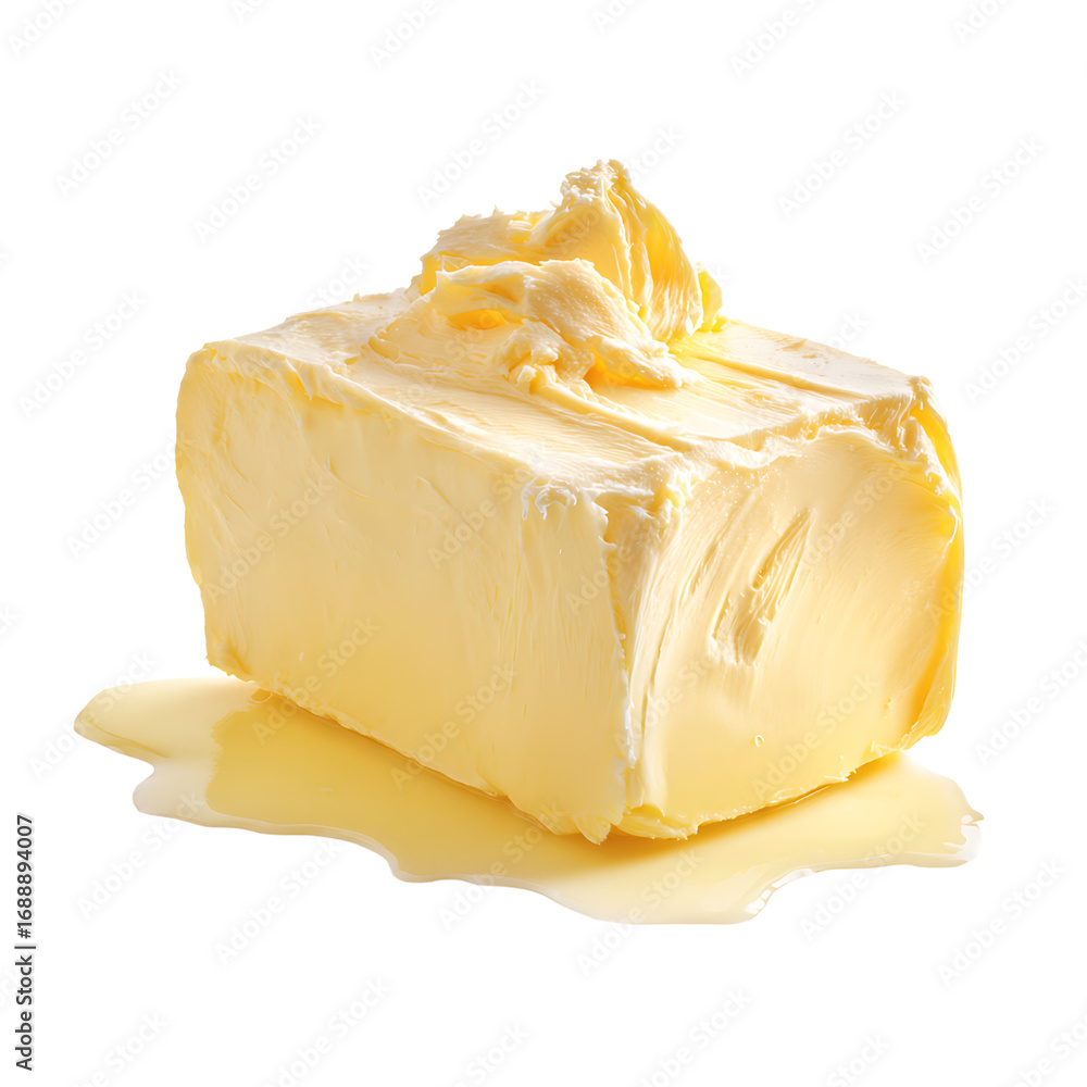 Aufkleber delicious block of butter with melting edges isolated on a transparent background creamy smooth and 