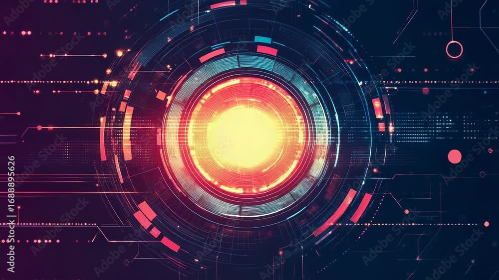 Aufkleber futuristic technological background showing concentric circles and data flow