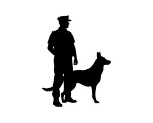 Police Dog and Officer Silhouette