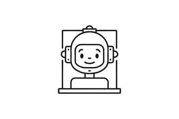 Minimalist Cute Astronaut Character in Space Helmet on White Background