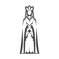 Minimal Queen Icon with Crown on White Background