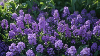 Purple flowers blooming in a garden setting.