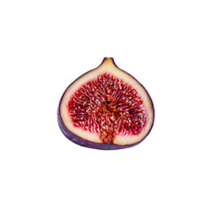Halved Fresh Fig, Vibrant Purple and Red Hues, Close-up Studio Shot