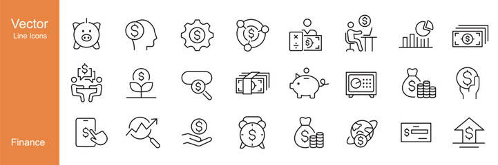 Finance Icon - Vector Line. Editable Stroke.