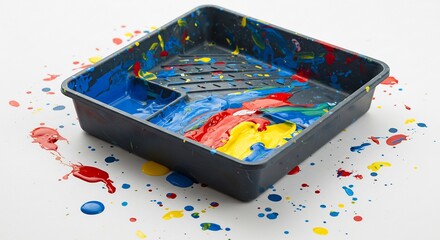 鮮やか絵の具 飛び散る色彩 塗装用トレイ. AI Generated
