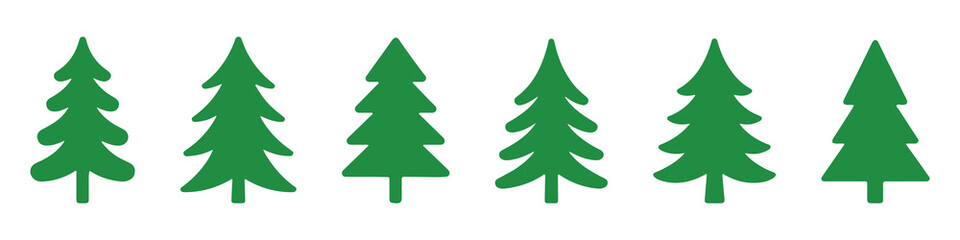 Fototapeta premium Christmas tree silhouette set isolated on transparent background