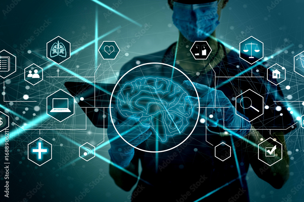 Poster ai(artificial intelligence) concept. deep learning.