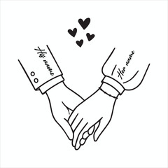 Obraz premium Romantic Holding Hands Line Art