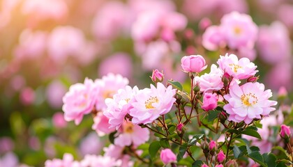Beautiful pink roses in bloom
