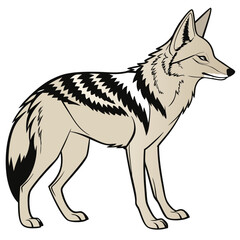 Stylized illustration of a black backed jackal standing profile