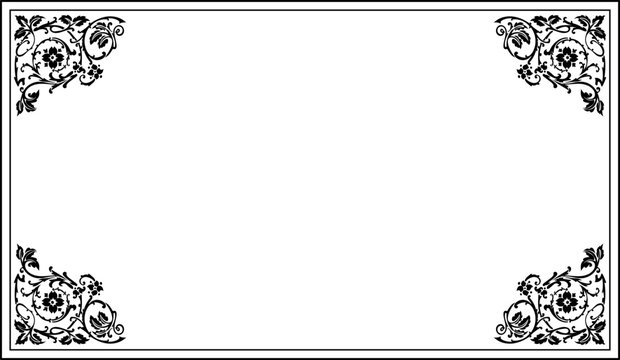 Black floral rectangle frames collection art deco thin royal Luxury borders set linear shape ornaments floral element vintage lines and shapes decoration for invitations card photo poster book cover