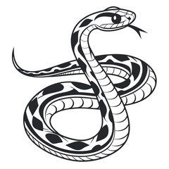 Fototapeta premium Stylized black and white snake illustration with tribal patterns