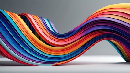 Fototapeta premium Colorful paper sheets arranged in a flowing, wavy pattern. Artistic and vibrant design. Creative paper art. The concept of color and paper craftsmanship.