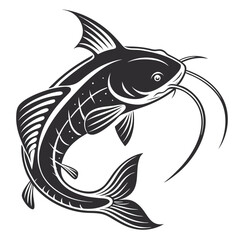 Stylized black and white catfish illustration