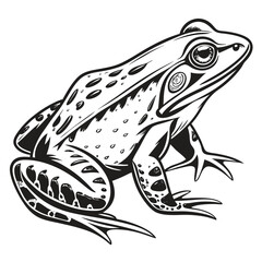 Naklejka premium Black and white illustration of a frog in a stylized art style