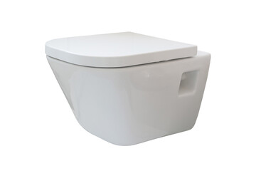 white wall hung toilet isolated on white background