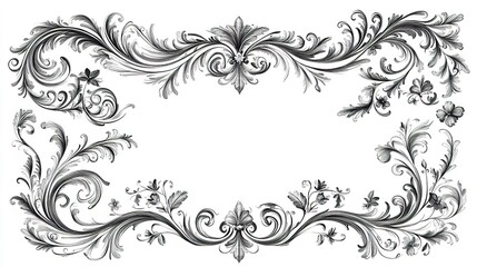 Ornate Black - and - White Floral Frame for Design Projects