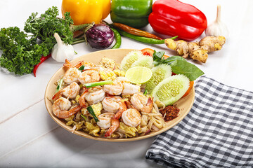 Asian cuisine frien rice with shrimps