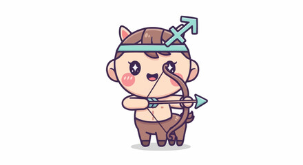 Cute Sagittarius Centaur Cartoon Illustration with Bow and Arrow Zodiac Sign