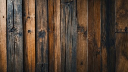 Naklejka premium A close-up of wooden planks with natural grain and warm brown tones.