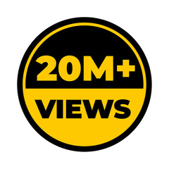 20M views only png, social growth counter, milestone reach label, trending content design png